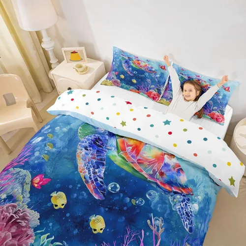 Miniatura 14 de Erosebridal Juego de funda de edredón con diseño de hojas y mono para niños, funda de edredón de animales divertidos, tamaño individual para niños