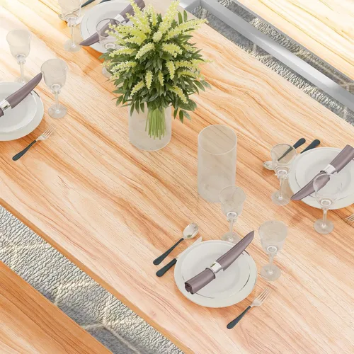 Miniatura 6 de Recaceik Juego de mesa de comedor de 47 pulgadas para 4, mesa de cocina de 3 piezas con 2 bancos, juego de mesa y sillas de cocina de madera, juego