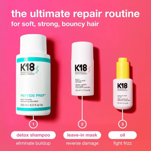 Miniatura 9 de K18 Mascarilla molecular sin enjuague de tamaño completo, repara el cabello seco o dañado, revierte el daño del cabello por blanqueador