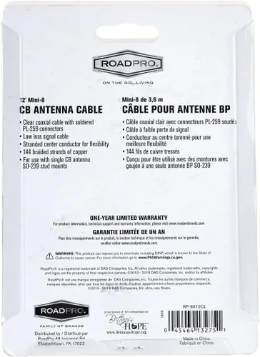 Miniatura 8 de RoadPro RP-8X12CL Clear 12' Antena CB con cable coaxial Mini-8