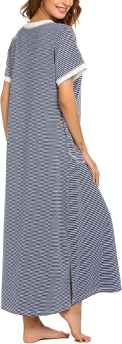 Miniatura 4 de Ekouaer - Camisón largo y de manga corta para mujer