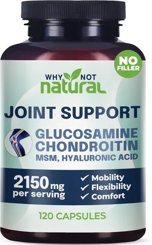 Why Not Natural Glucosamina condroitina, MSM, suplementos de apoyo articular - Suplemento para la salud de las articulaciones para el dolor de