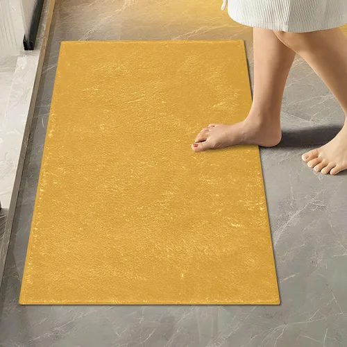 Miniatura 25 de Alfombra de baño amarilla, suave, absorbente, lavable a máquina, juego de alfombras de baño antideslizantes para puerta de baño, dormitorio