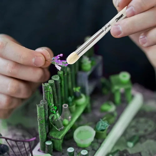 Miniatura 7 de Sdanart Juego de pinceles de secado Hobby Drybrush para pintura, juego de pinceles de pintura de detalle, 3 piezas de arte profesional y pinceles