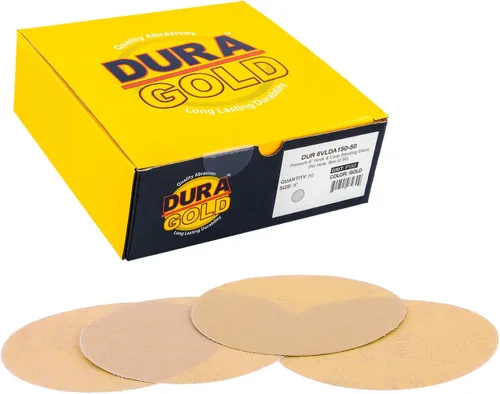 Miniatura 18 de Dura-Gold Discos de papel de lija dorados de grano 40 de 6 pulgadas, sin polvo, sin polvo, caja de 25, respaldo de gancho y bucle para lijadora DA