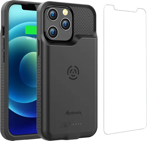 Alpatronix Funda de batería para iPhone 13 Mini (5.4 pulgadas), funda protectora resistente y delgada portátil extendida con carga inalámbrica,