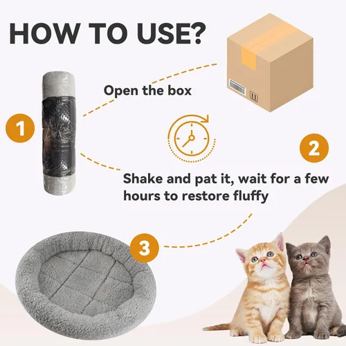 Miniatura 8 de Tapete de cama pequeño para gatos, cojín de felpa de 22 x 16 pulgadas con almohada circundante para perros pequeños a medianos, gatos, camas