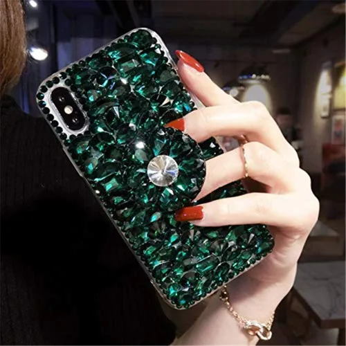 Miniatura 3 de Funda con función atril de diamantes para Moto G Pure, Moto G Power 2022, funda 3D hecha a mano con diamantes brillantes con purpurina para Motorola