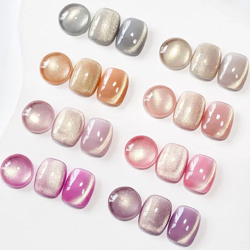 Miniatura 9 de MIZHSE Esmalte de uñas de gel de ojo de gato de 8 colores, juego de esmaltes de gel magnético con purpurina con barra magnética, holográfico Gel