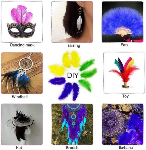 Miniatura 3 de 300 plumas coloridas Mardi Gras, suministros para fiesta, plumas naturales, plumas amarillas, verdes, moradas, para Mardi Gras, manualidades