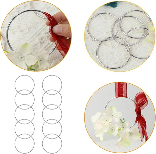 Miniatura 3 de 10 anillos de metal de 4 pulgadas para manualidades, aros de plata de macramé, anillos florales para manualidades, suministros de macramé