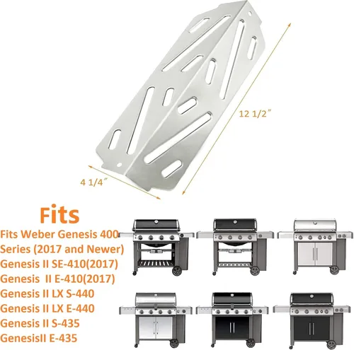 Miniatura 2 de HONSIN Deflectores de calor de acero inoxidable para Weber 66041 66686, para parrillas de gas Weber Genesis II E-410, E-415, E-435, Genesis II LX