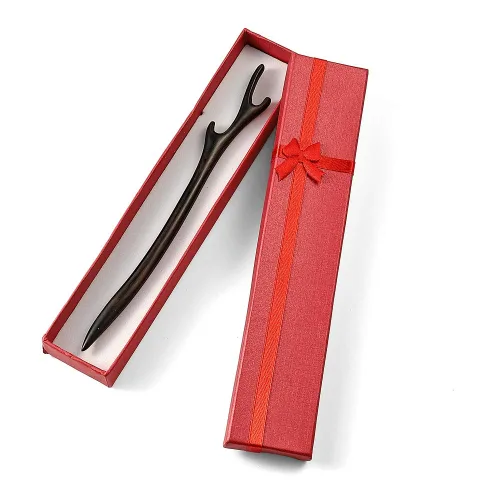 Miniatura 2 de Palillos clásicos hechos a mano tallados para el cabello, sándalo negro natural (ébano), palillos para peinar, accesorio para hacer updo, 7 pulgadas