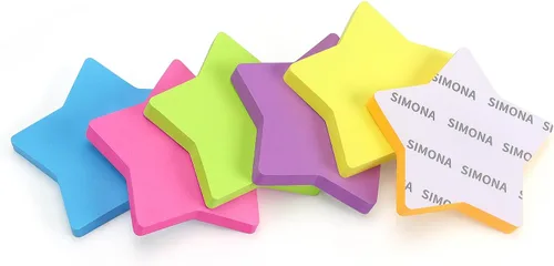 Miniatura 8 de SIMONA - Notas adhesivas en forma de estrella de 6 colores brillantes, bloc de 75 hojas autoadhesivas (6 blocs)