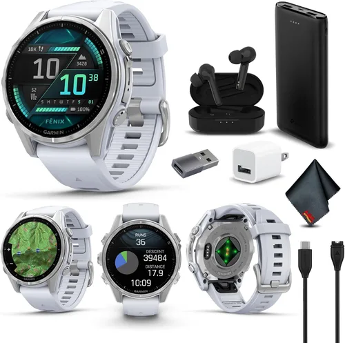 Miniatura 11 de Garmin Fenix 8 AMOLED Premium Multisport GPS Smartwatch gris pizarra con banda de silicona negra, linterna LED incorporada, paquete de reloj