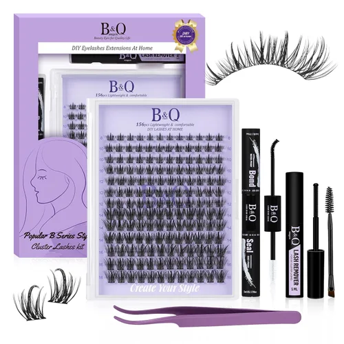 Miniatura 30 de B&Qaugen Racimos de Pestañas 156PCS Kit de Racimos de Pestañas B01+B02+B19 Kit de Extensión de Pestañas DIY Kit de Extensión de Pestañas 8-18mm