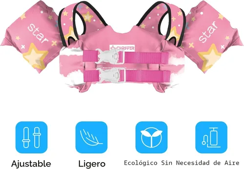 Miniatura 2 de Chriffer - Chaleco salvavidas para niños de 30 a 55 libras, flotadores con arnés de hombro con alas de brazo para niños y niñas de 2, 3, 4, 5, 6, 7