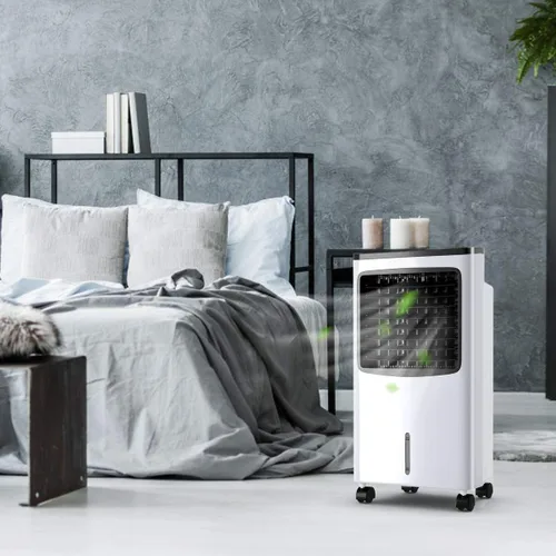 Miniatura 2 de FANTASK - Enfriador de aire portátil eléctrico, 3 modos, 3 velocidades y temporizador, ventilador con pantalla digital, caja de cristal de hielo