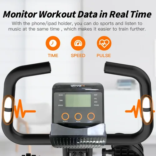 Miniatura 5 de ATIVAFIT Bicicleta de ejercicio plegable fitness para interiores, bicicleta de ciclismo magnética 3 en 1 vertical y reclinada con bandas de Negro