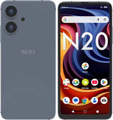 NUU Teléfono celular básico N20, cámara gran angular, 6 GB + (6 GB de RAM extendida), almacenamiento de 128 GB, pantalla HD+ de 6.6 pulgadas, 90 Hz,