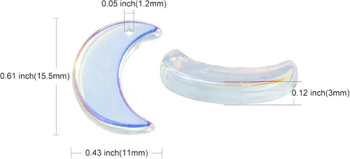Miniatura 2 de Ipotkitt 100 dijes acrílicos de luna coloridos con temática celestial, mini cuentas de luna creciente para accesorios de fabricación de joyas