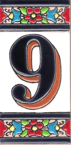 Miniatura 34 de Número de Casa - Número para Casa, Cerámica Esmaltada, Técnica Española Pintada a Mano Cuerda Seca, Nombres y Direcciones, Modelo Flor 2.2 x 4.1 in 8