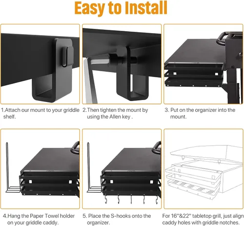 Miniatura 5 de Carrito de plancha de acero inoxidable mejorado con soporte para toallas de papel sin tambaleo para parrillas Blackstone de 28"/36", caja