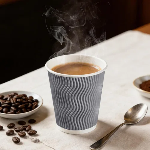 Miniatura 2 de BYSNOW Paquete de 100 tazas de café de 8 onzas con tapas, tazas de café aisladas desechables para llevar, tazas de café de papel onduladas