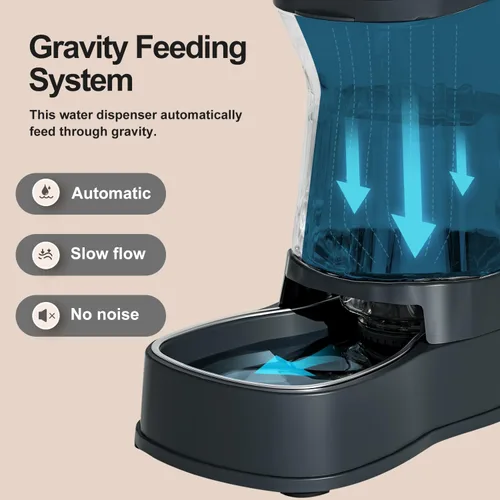 Miniatura 6 de Dispensador automático de agua por gravedad para perros, tazón dispensador de agua de acero inoxidable de 1 galón para perros y gatos, dispensador