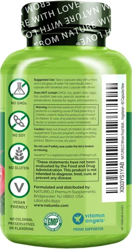Miniatura 7 de NATURELO Multivitaminas para Adolescentes Niñas/Niños, 60 Cápsulas, Multivitamínico de Alimentos Integrales con Minerales, Sin OMG, Vegetariano