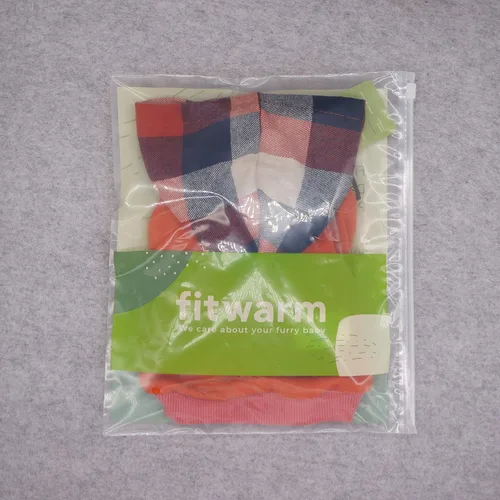 Miniatura 8 de Fitwarm - Chaleco de algodón para perros y gatos, diseño a cuadros con capucha (naranja, XS)