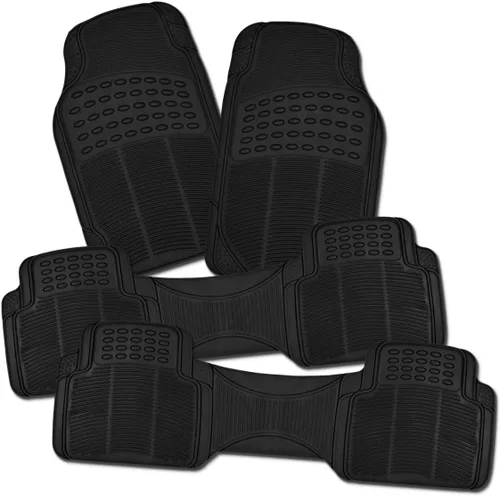 Miniatura 9 de ZONETECH Alfombras de goma para interior de automóvil, para todo tipo de clima, 3 piezas ajustables, impermeables, inodoras, negras, super