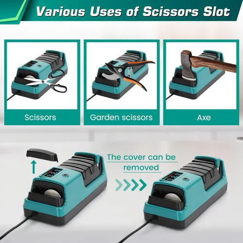 Miniatura 6 de Afilador de cuchillos eléctrico con pantalla LCD para cuchillos de carne rectos, dentados, cuchillos y tijeras de cerámica, afilador de cuchillos