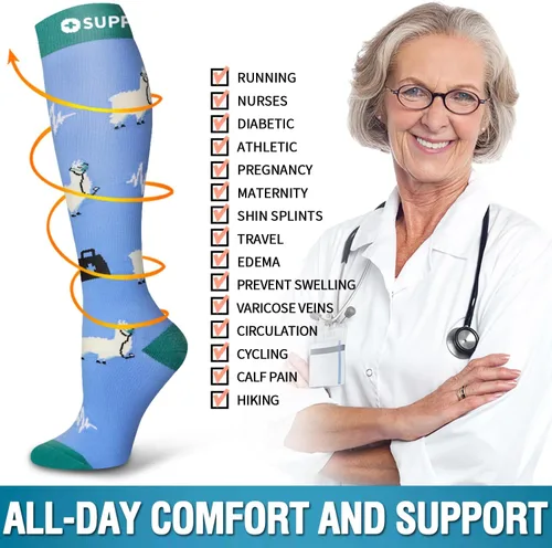 Miniatura 88 de 6 Pack Copper Compression Socks for Women and Men Circulation-Best Support for Medical, Running,Nursing,Athletic