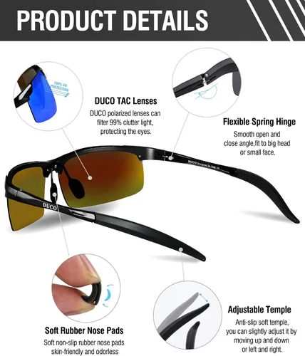 Miniatura 39 de Duco - Gafas de sol deportivas polarizadas para hombre con protección UV 8177s