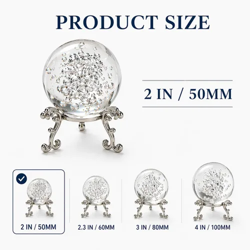 Miniatura 2 de ChezMax Bola de cristal de burbujas de 2 pulgadas (1.969 in) con pisapapeles preciosa bola de vidrio para bola decorativa Lensball fotografía, mirar