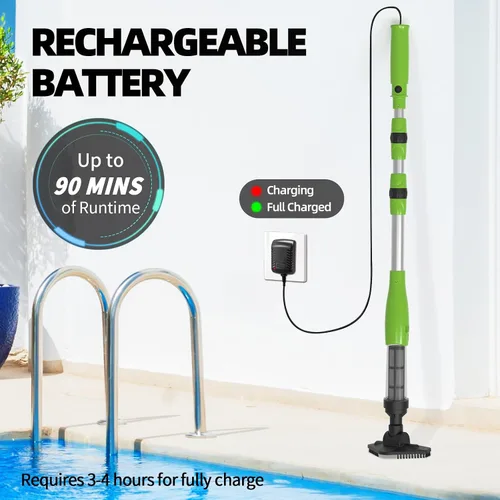 Miniatura 5 de Aspiradora de piscina recargable inalámbrica, limpiador de piscina de mano con poste telescópico para bañeras de hidromasaje, spas, limpieza