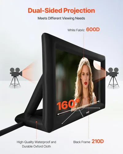 Miniatura 4 de VEVOR Pantalla de proyector inflable de 20 pies, pantalla de cine inflable para exteriores con soplador de aire de 250 W, pantalla de proyección