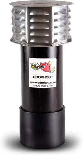 Miniatura 8 de OdorHog Filtro de tubería de ventilación con tapa de metal de 1.5 pulgadas, ABS negro, elimina problemas de olor al aire libre y alcantarillado