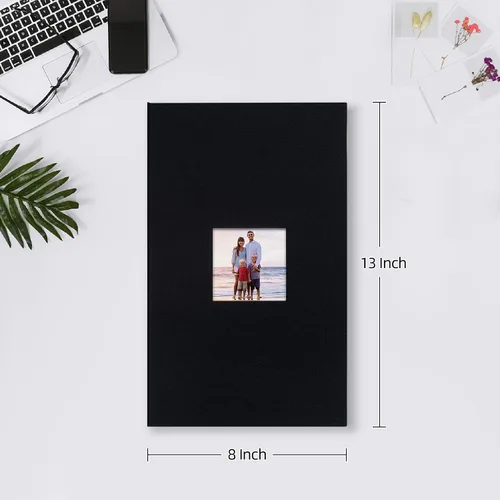 Miniatura 2 de Mublalbum Álbum de fotos pequeño de 4 x 6 pulgadas, 300 fotos, cubierta de lino, libro de fotos con bolsillos horizontales para boda, aniversario