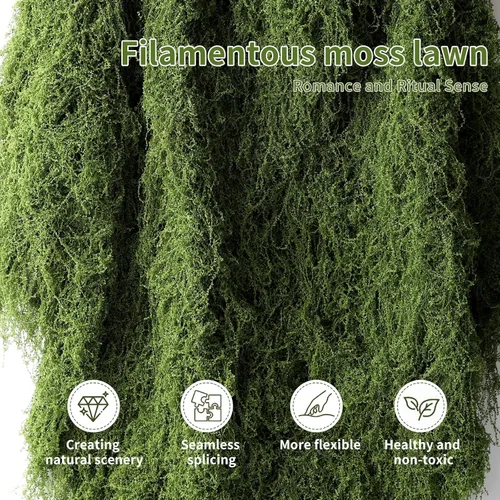 Miniatura 5 de Tapete de musgo verde artificial para decoración de pared de césped, 19.68 x 19.68 pulgadas, tapete de musgo natural preservado, hojas de musgo
