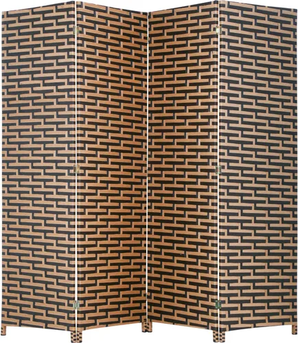 Miniatura 19 de Divisor de habitación Pantalla de madera de 4 paneles de malla de madera, diseño tejido de malla de madera, divisor de pantalla de habitación