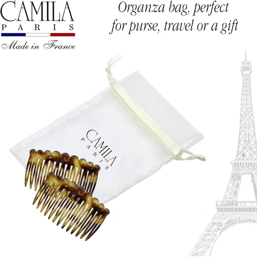 Miniatura 5 de Camila Paris CP2871/2 Peine lateral francés pequeño redondeado, Tokio French Twist Peines decorativos, pinzas de pelo de sujeción fuerte para Tokyo