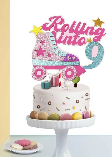 Miniatura 7 de Decoración para tartas con temática de décimo cumpleaños de 10 años, decoración de cumpleaños de 10 años para niñas, patinaje sobre ruedas, fiesta