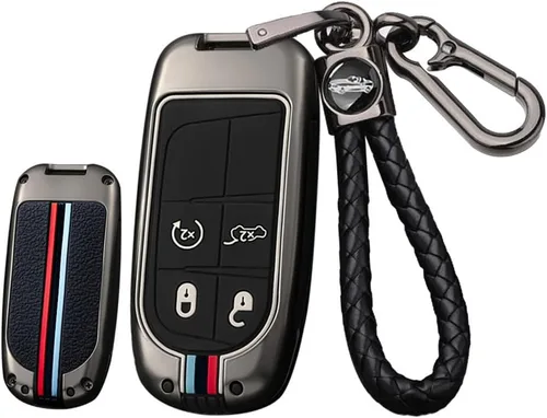 Miniatura 14 de ontto Funda de metal para llavero de automóvil, protección completa para Jeep Grand Renegade Cherokee Smart Remote Car Key Holder para Dodge