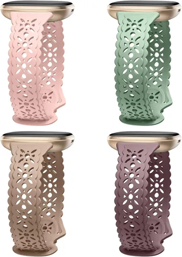 Miniatura 11 de Dirrelo Paquete de 4 bandas de encaje de silicona compatibles con bandas de Fitbit Sense/Bandas de Fitbit Versa 3 para mujer/Bandas de Fitbit Versa