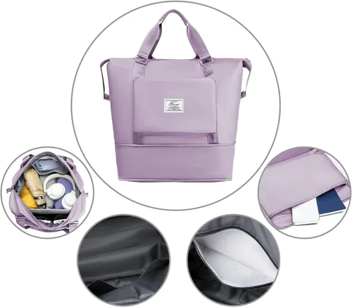 Miniatura 3 de SOPIME Bolsa de viaje expandible deportiva para mujeres y hombres, bolsa de viaje plegable extra grande con correas dobles para el hombro y bolsillo
