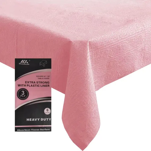 Miniatura 18 de [Paquete de 6] Manteles Cuadrados Negros de 54x54 Pulgadas, Mantel de Mesa de Papel Desechable para Mesas Cuadradas y Redondas, Cubierta de Mesa