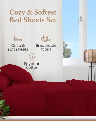 Miniatura 2 de Good Sleep Bedding Juego de sábanas tamaño King con bolsillo profundo - 4 piezas, algodón egipcio, calidad de lujo como sábanas de hotel, suave 07.