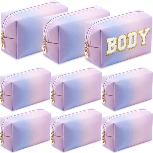 Miniatura 10 de Sanwuta 9 bolsas de maquillaje a granel de poliuretano con doble cremallera, bolsa de cosméticos, artículos de tocador de maquillaje, bolsa pequeña